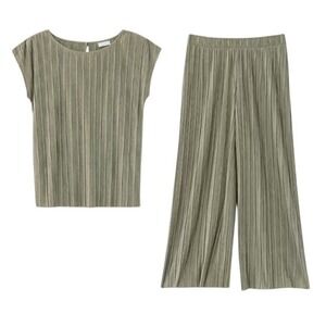 Pure J. Jill Pleated Wide Leg‎ Pants Dolman Top Set XS/S Petite Minimalist